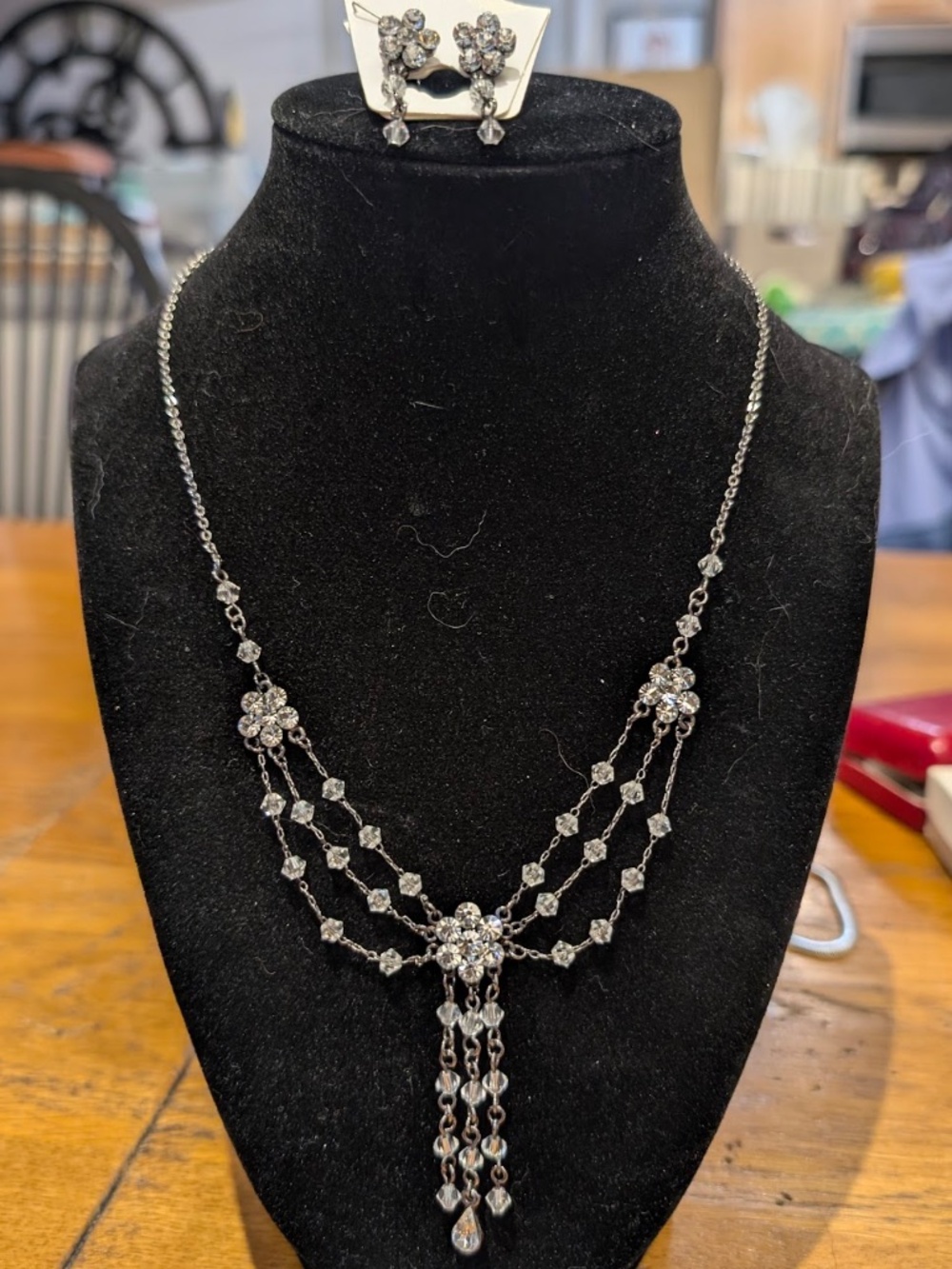 Ladies Rhinestone Necklace and Earrings